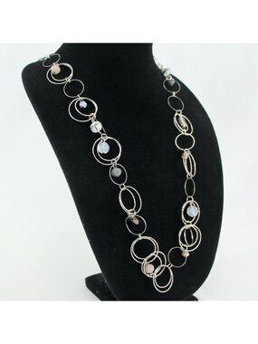 Kohls Metal Necklace Long Silver-tone Colored Beads